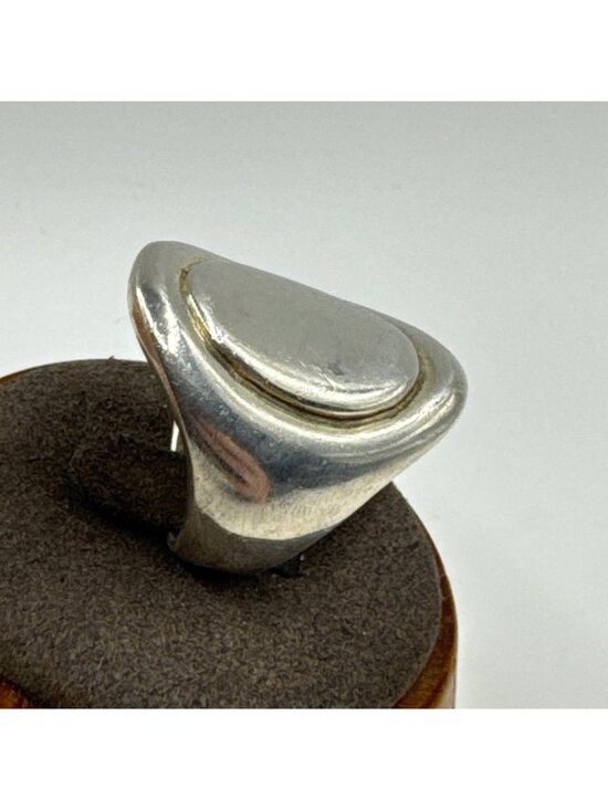 solid silver signet ring - Gem VTG Solid Sterling Silver 925 Modernist Tapered Band Signet Ring Size 7.5